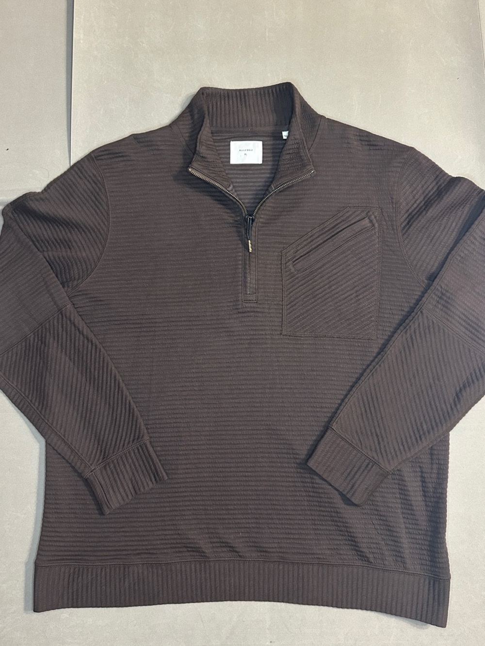 Billy Reid Dark Brown Ribbed Half-Zip Pullover - XL